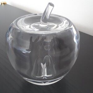 Clear Glass Apple Shaped Trinket Box With Lid
